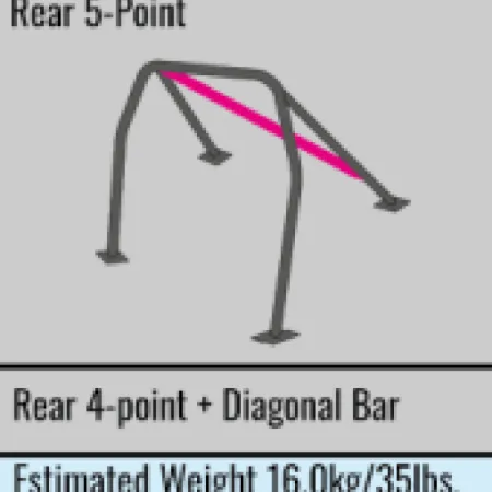 Cusco SFTY21 2-Passenger 5-Point BLK REAR W/Diagonal Bar Roll Cage Subaru GRB STi 08-14