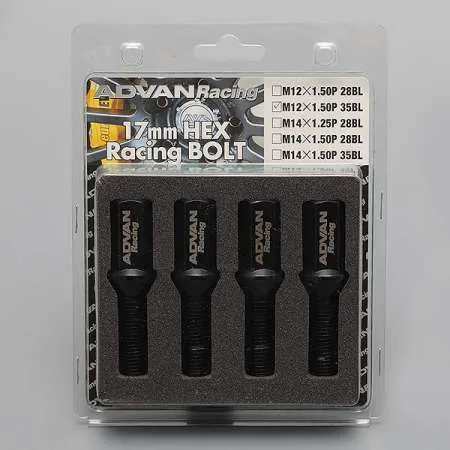 Advan Wheel Bolt 28mm Thread (Black) - 4 Pack