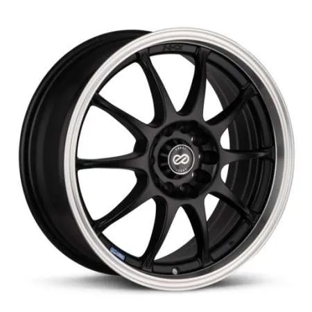 Enkei J10 15x6.5 4x100/108 38mm Offset 72.6mm Bore Matte Black w/ Machined Lip Wheel