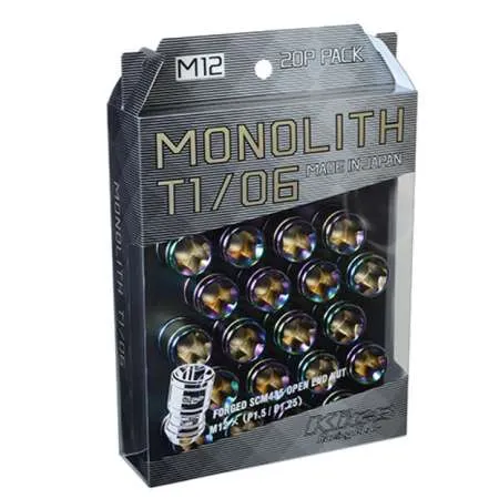 Project Kics Monolith T1/07 14 x 1.5 Glorious Black Lug Nuts - 20 Pcs
