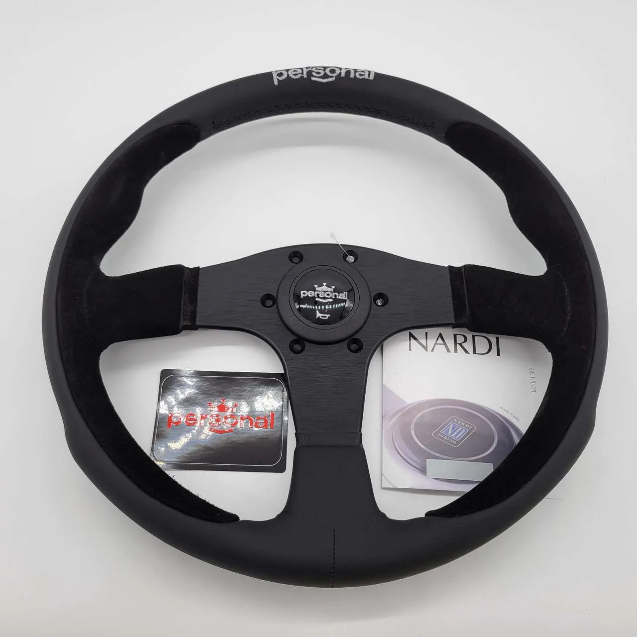 Nardi-Personal Trophy Black Leather Black Spoke Steering Wheel