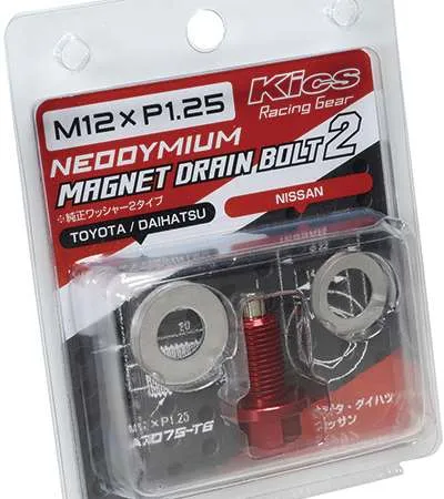 Project Kics Magnetic Drain Bolt Version 2 - Red M12X1.25 Toyota/Daihatsu/Nissan