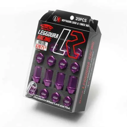 Project Kics Leggdura Racing 12X1.25 Purple Lug Nuts (Laser Logo) - 20 PCS