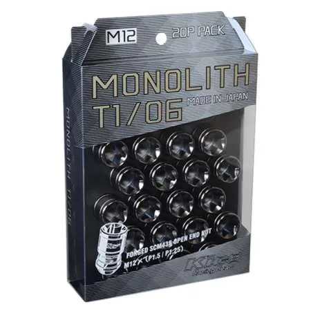 Project Kics Monolith T1/06 12 x 1.25 Glorious Black Lug Nuts - 20 Pcs