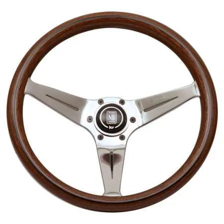 Nardi Classic Wood Grain Polished Spoke Steering Wheel - 350mm Deep Cone