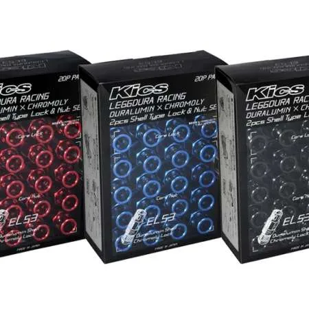 Project Kics Leggdura Racing Shell Type 53mm EL53 Lug Nut 16 Pcs + 4 Locks 12X1.25 Black