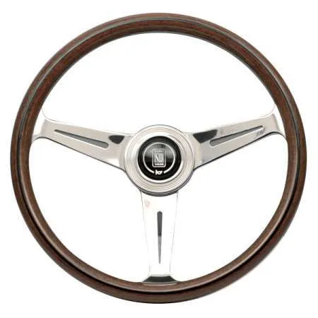 Nardi Classic Magohany Wood Grain Polished Spoke Steering Wheel - 360mm Flat