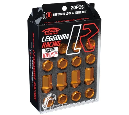 Project Kics Leggdura Racing 12x1.25 Lug Nuts - Yellow Gold w/Laser Logo (20 Pcs)