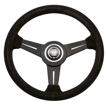 Nardi Classic Black Suede Sports Type Steering Wheel w/ Red Stitch - 350mm Deep Cone