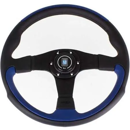 Nardi Leader Black/Blue  Leather Steering Wheel - 350mm
