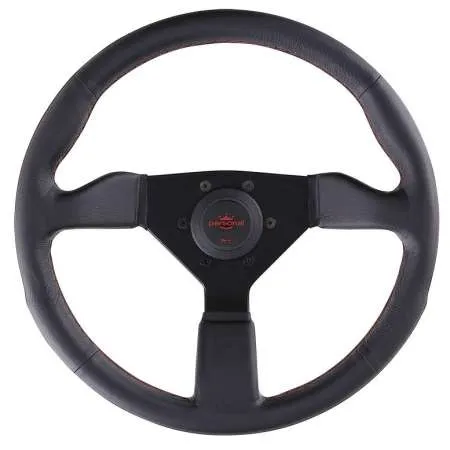 Nardi-Personal Neo Grinta Black Leather Black Spoke Steering Wheel w/ Red Stitch  - 330mm