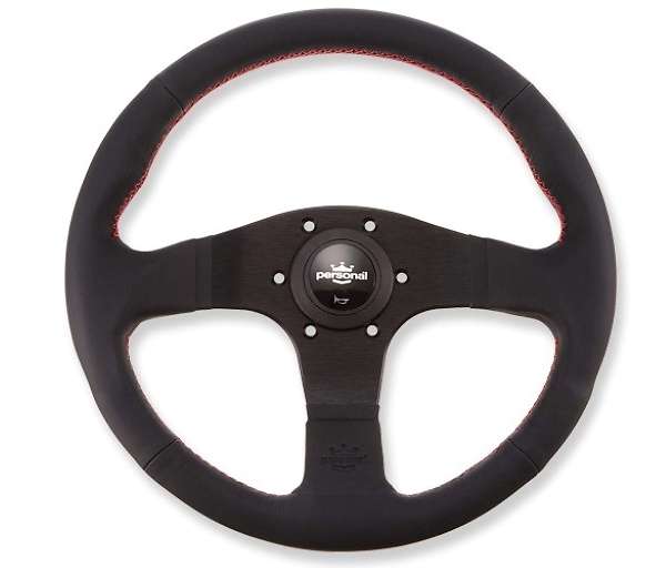 Nardi-Personal Blitz Black Leather Black Spoke Steering Wheel w