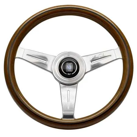 Nardi Classic Wood Grain Polished Spoke Steering Wheel - 330mm Flat