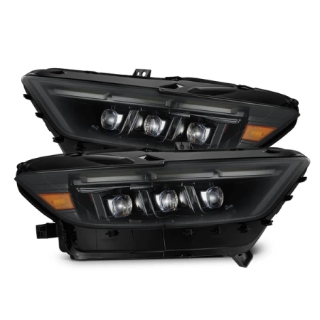 AlphaRex 15-17 Ford Mustang NOVA LED Proj Headlights Alpha Black w/ Activation Light, Seq Signal + Switch DRL