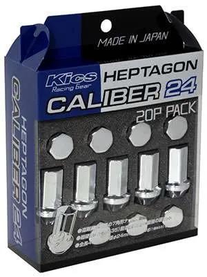 Project Kics M12×P1.5 Chrome Heptagon Caliber 24 Lug Nuts (20pcs)