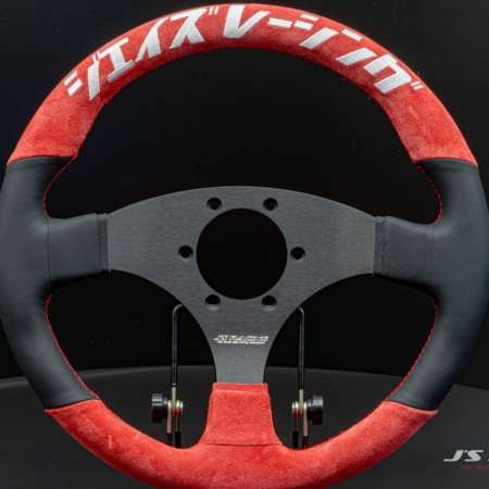 J'S Racing Katakana Limited Red & Black Suede x Leather Steering Wheel